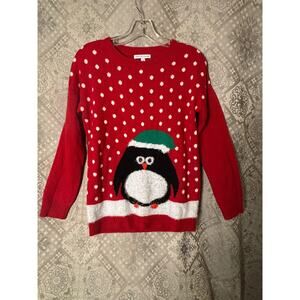 Ugly Christmas Sweater Adorable Penguin Women's S Xmas Holiday Festive silly